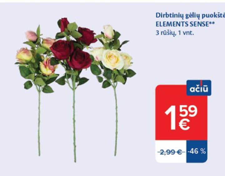 Dirbtinių gėlių puokštė ELEMENTS SENSE, 1 vnt