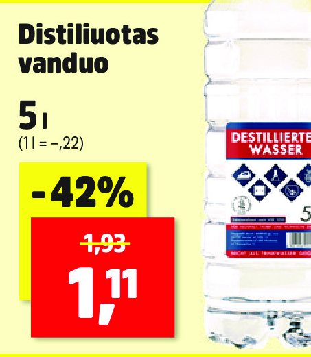 Distiliuotas vanduo, 5 l