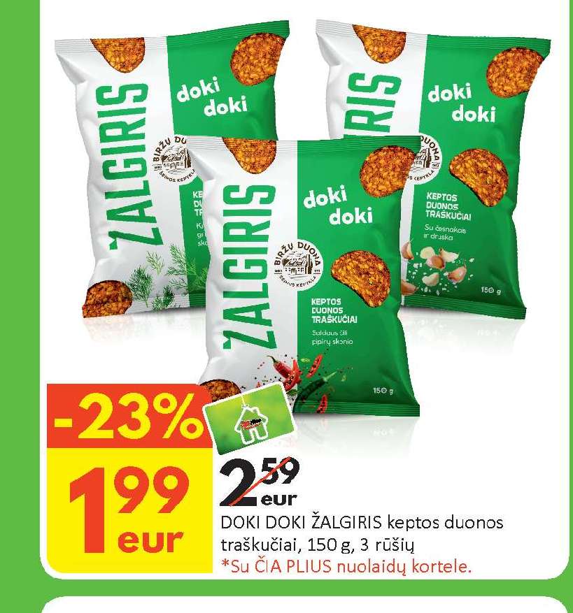 DOKI DOKI ŽALGIRIS keptos duonos traškučiai, 150 g