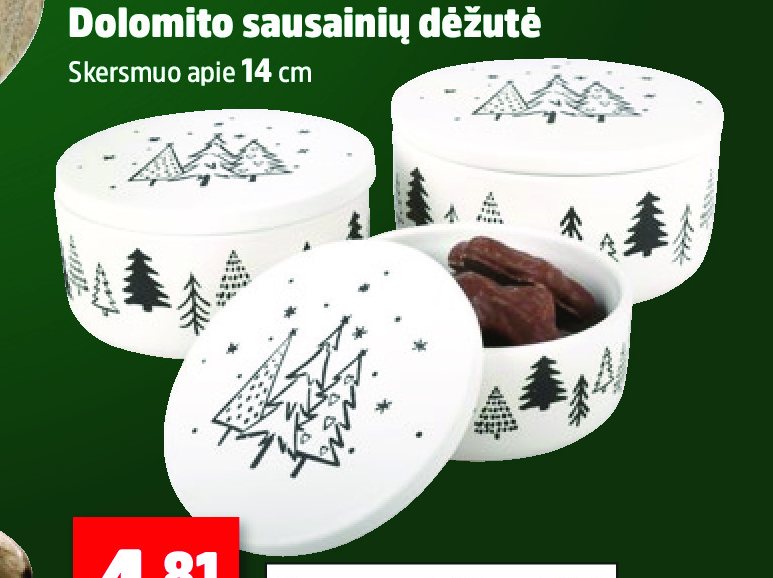 Dolomito sausainių dėžutė, 14 cm