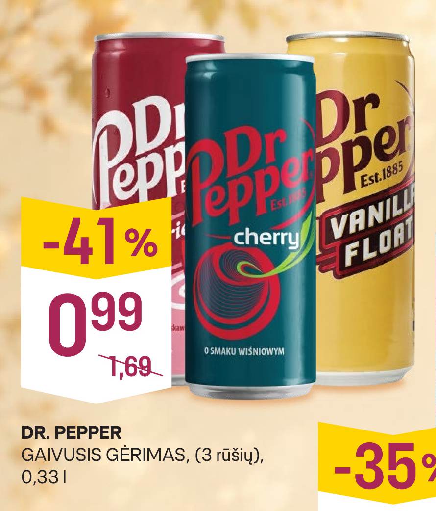 DR. PEPPER GAIVUSIS GĖRIMAS, 0.33 l
