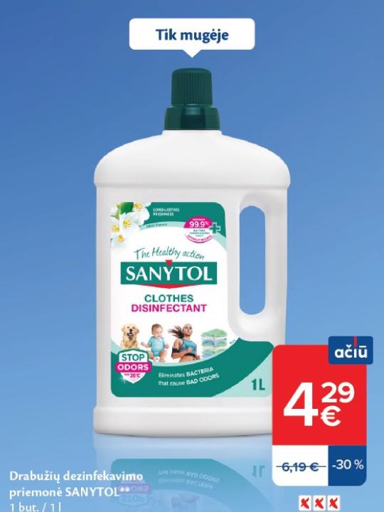 Drabužių dezinfekavimo priemonė SANYTOL, 1 l
