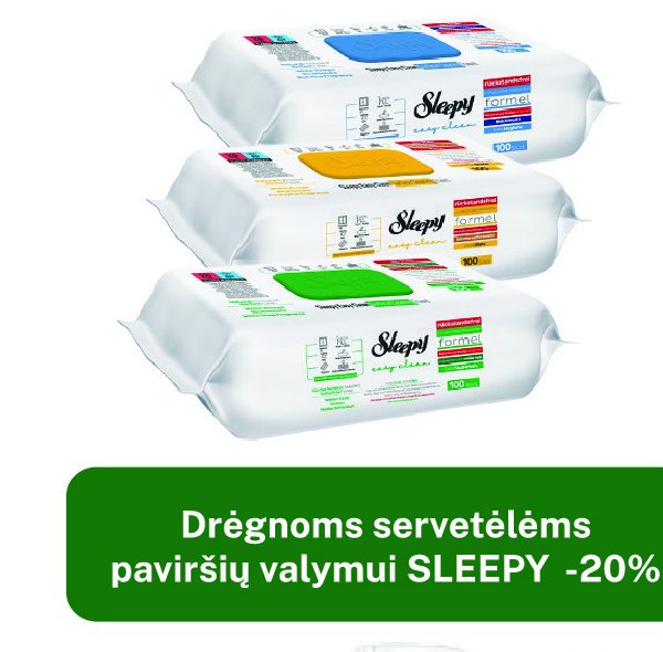 Drėgnoms servetėlėms paviršių valymui SLEEPY