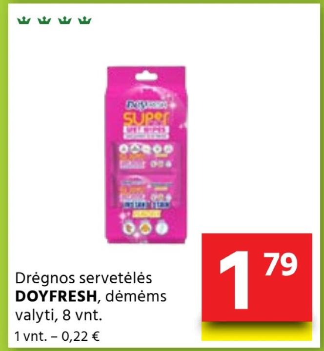 Drėgnos servetėlės DOYFRESH, 8 vnt