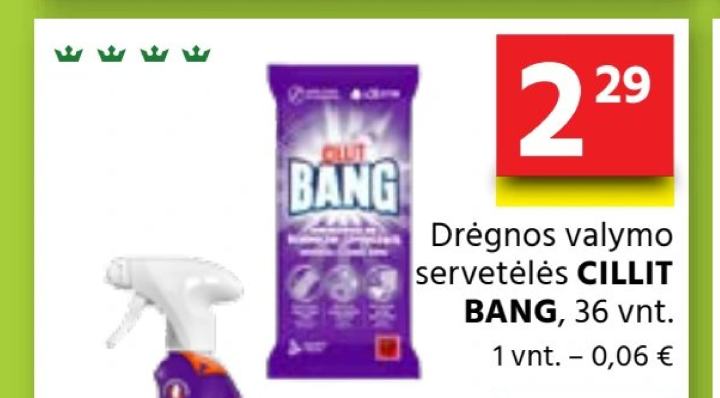 Drėgnos valymo servetėlės CILLIT BANG, 36 vnt