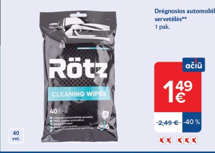 Drėgnosios automobilių servetėlės, 1 pak.
