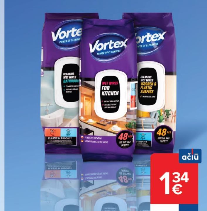 Drėgnosios servetėlės VORTEX, 1 pak.