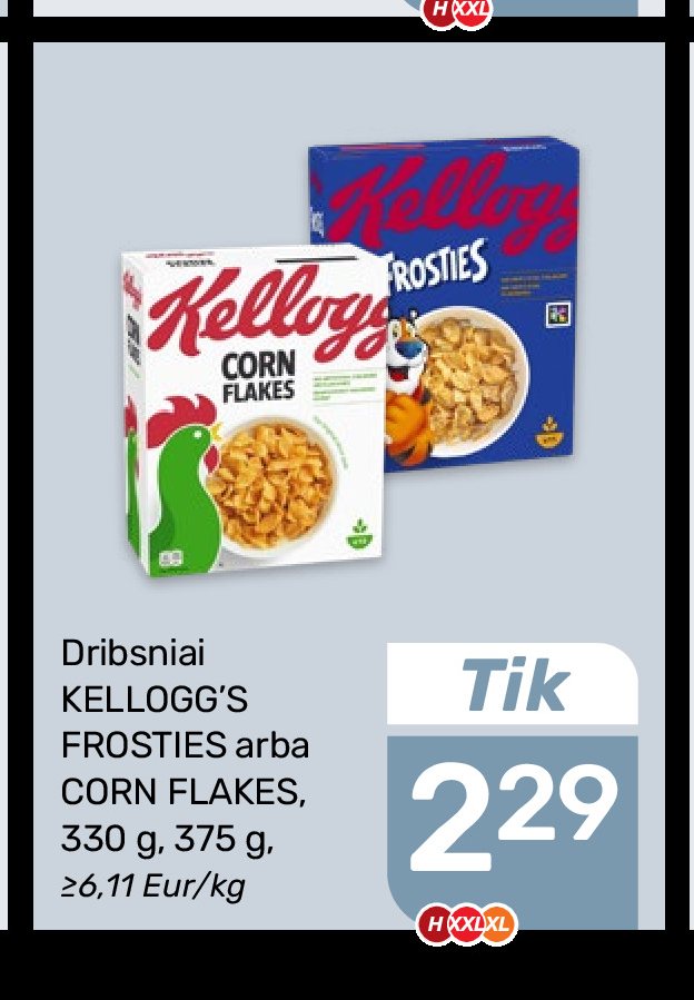 Dribsniai KELLOGG'S FROSTIES arba CORN FLAKES, 330 g