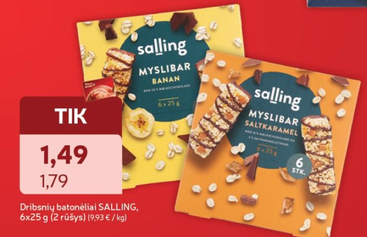 Dribsnių batonėliai SALLING, 6 x 25 g
