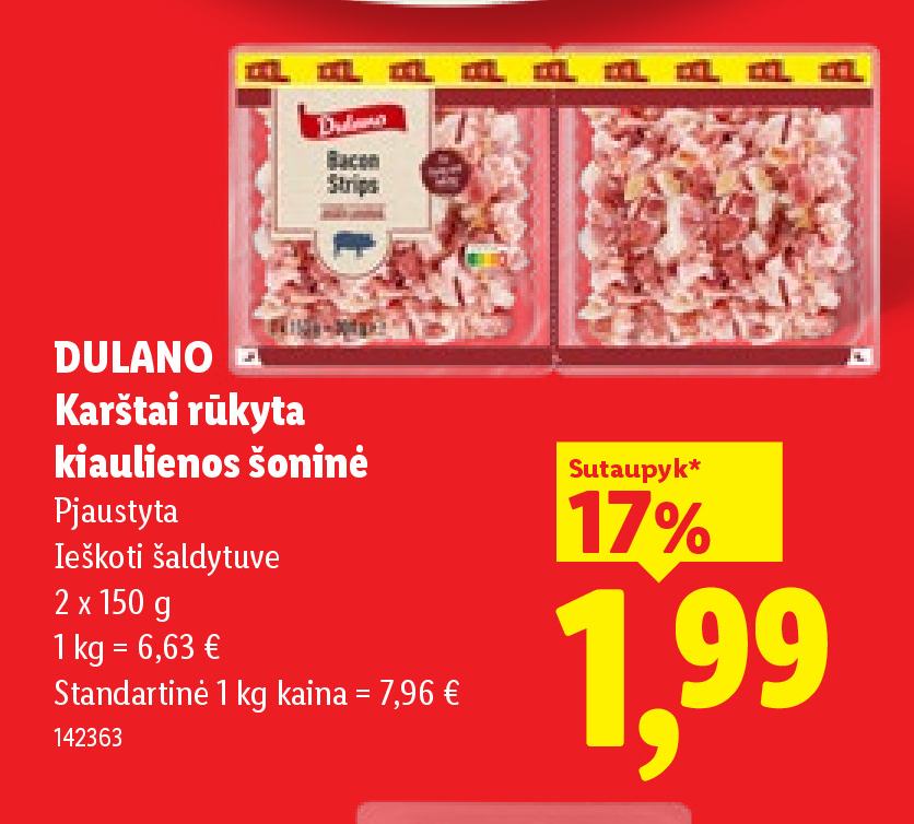 DULANO Karštai rūkyta kiaulienos šoninė, 2 x 150 g