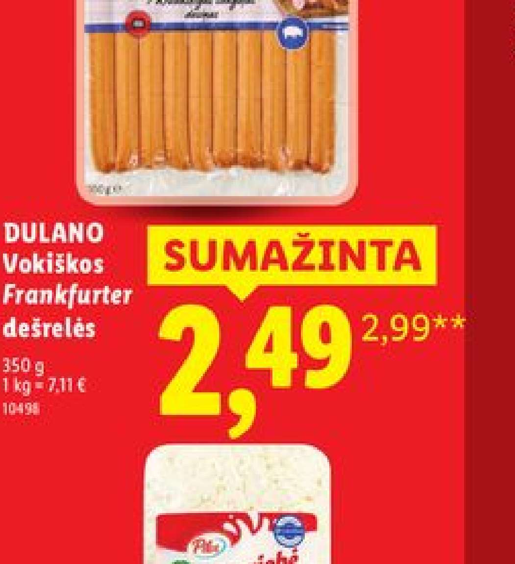 DULANO Vokiškos Frankfurter dešrelės, 350 g