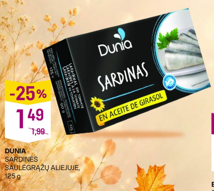 DUNIA SARDINĖS SAULĖGRĄŽŲ ALIEJUJE, 125 g