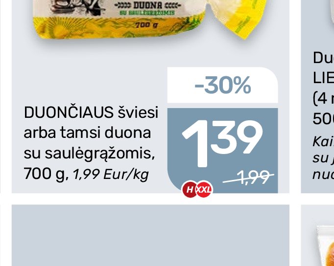 DUONČIAUS šviesi arba tamsi duona, 700 g