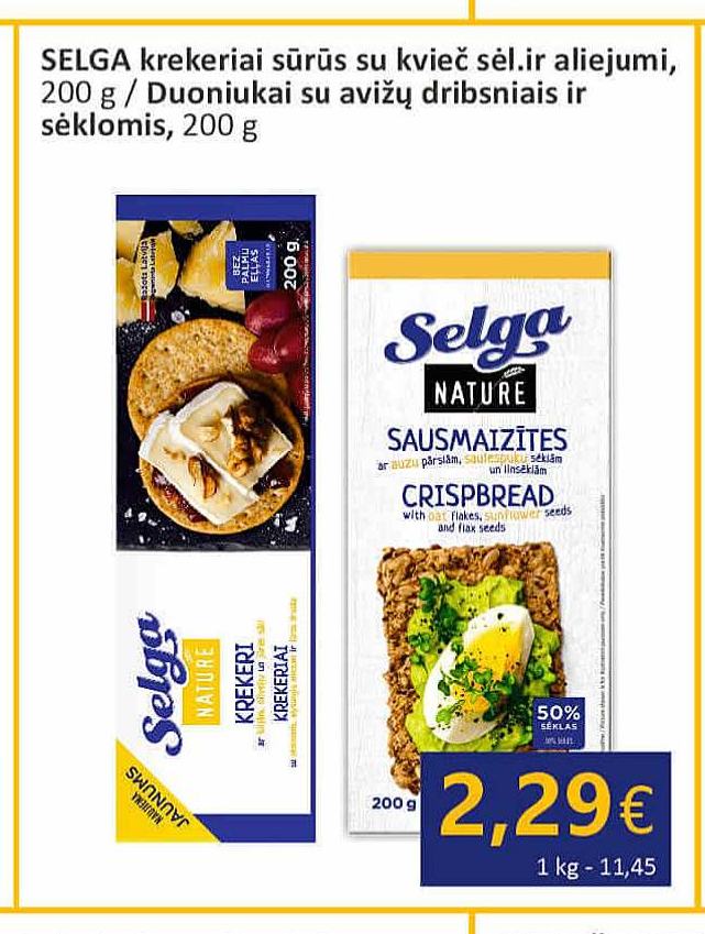 Duoniukai su avižų dribsniais ir sėklomis, 200 g