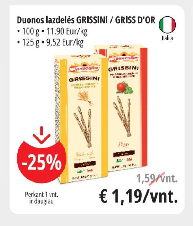 Duonos lazdelės GRISSINI / GRISS D'OR, 100 g