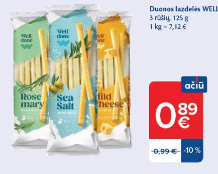 Duonos lazdelės WELL DONE, 125 g