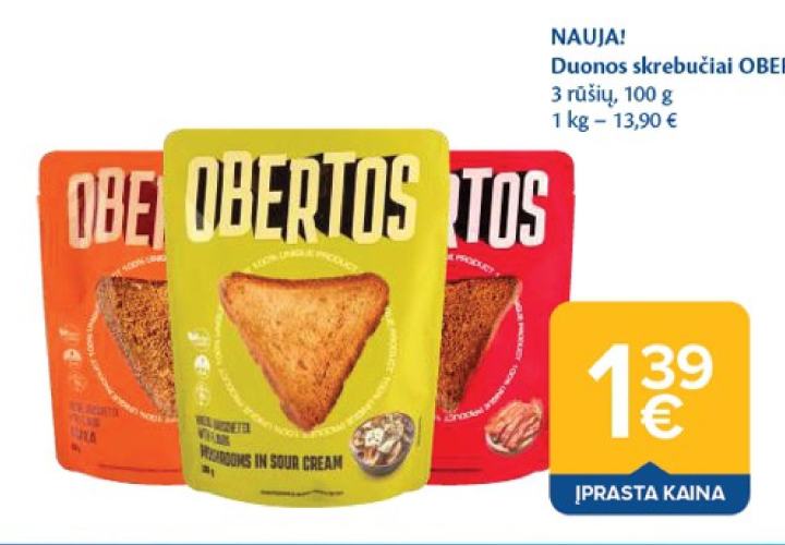 Duonos skrebučiai OBERTOS, 100 g