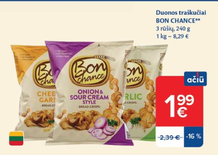 Duonos traškučiai BON CHANCE, 240 g