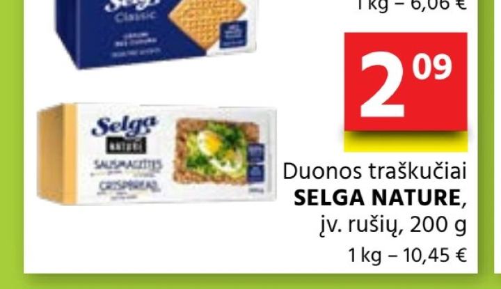 Duonos traškučiai SELGA NATURE, 200 g
