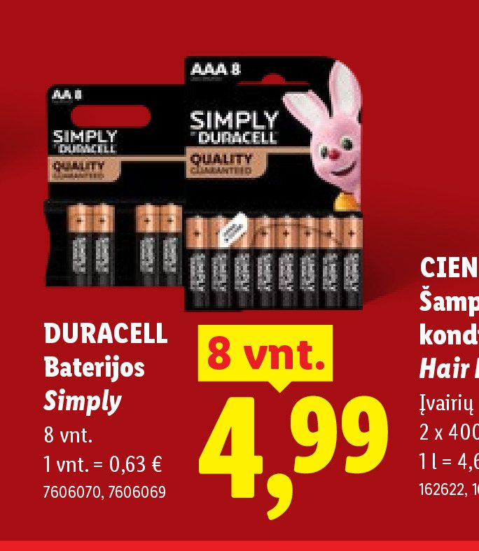 DURACELL Baterijos Simply, 8 vnt