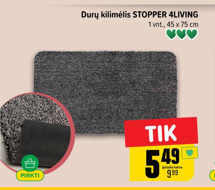 Durų kilimėlis STOPPER 4LIVING, 1 vnt
