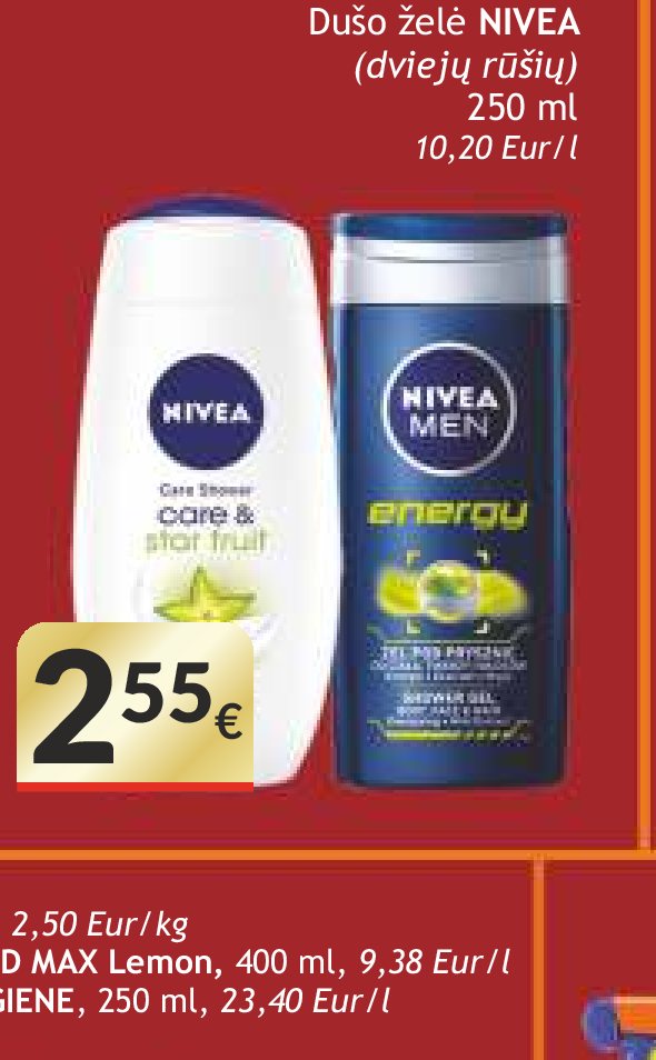 Dušo želė NIVEA, 250 ml
