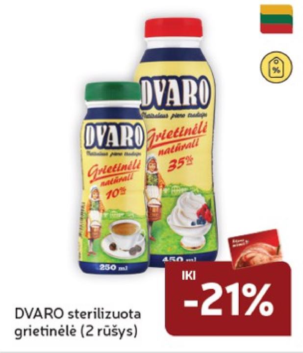 DVARO sterilizuota grietinėlė