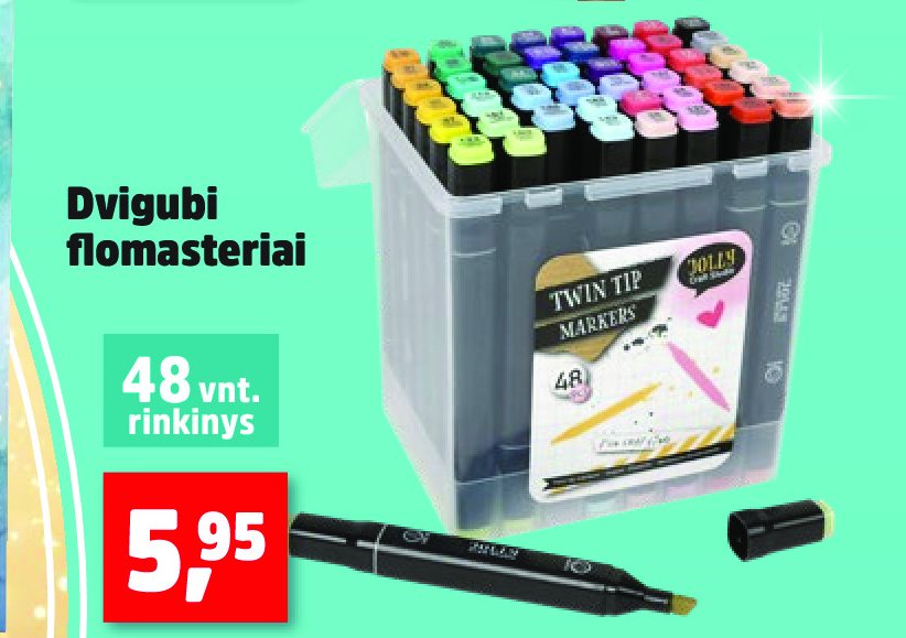 Dvigubi flomasteriai, 48 vnt