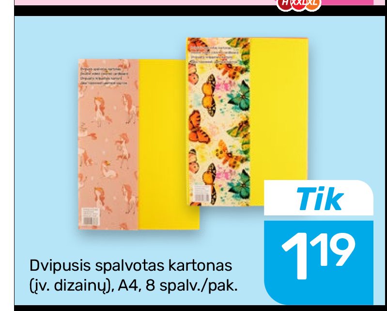 Dvipusis spalvotas kartonas