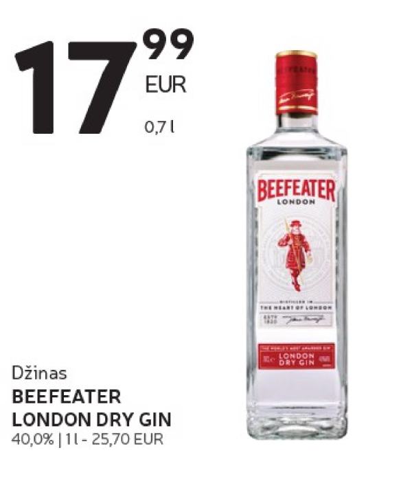 Džinas BEEFEATER LONDON DRY GIN, 0.7 l