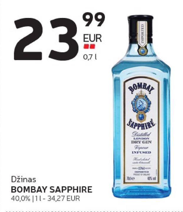 Džinas BOMBAY SAPPHIRE, 1 l