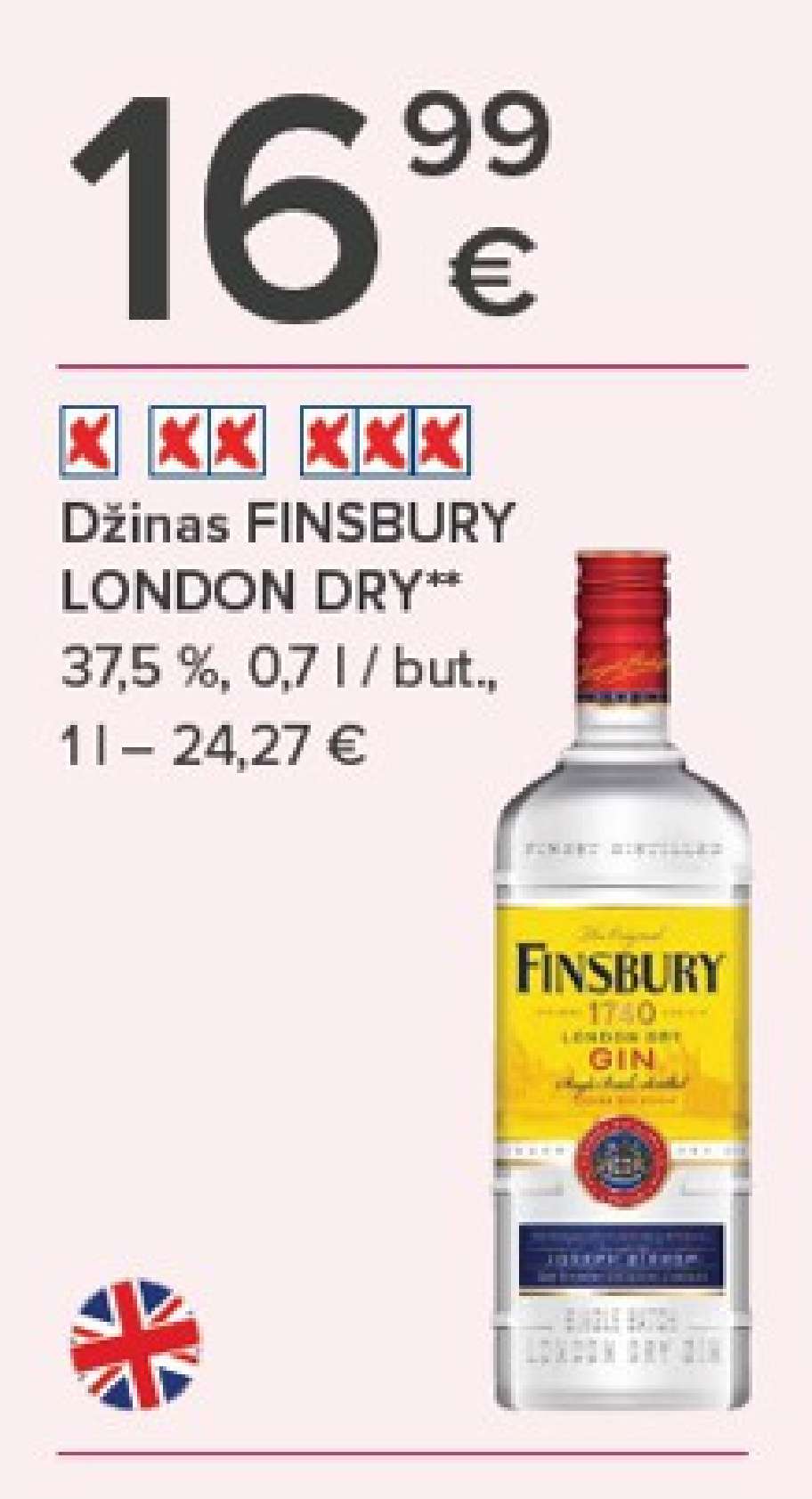 Džinas FINSBURY LONDON DRY, 0.7 l