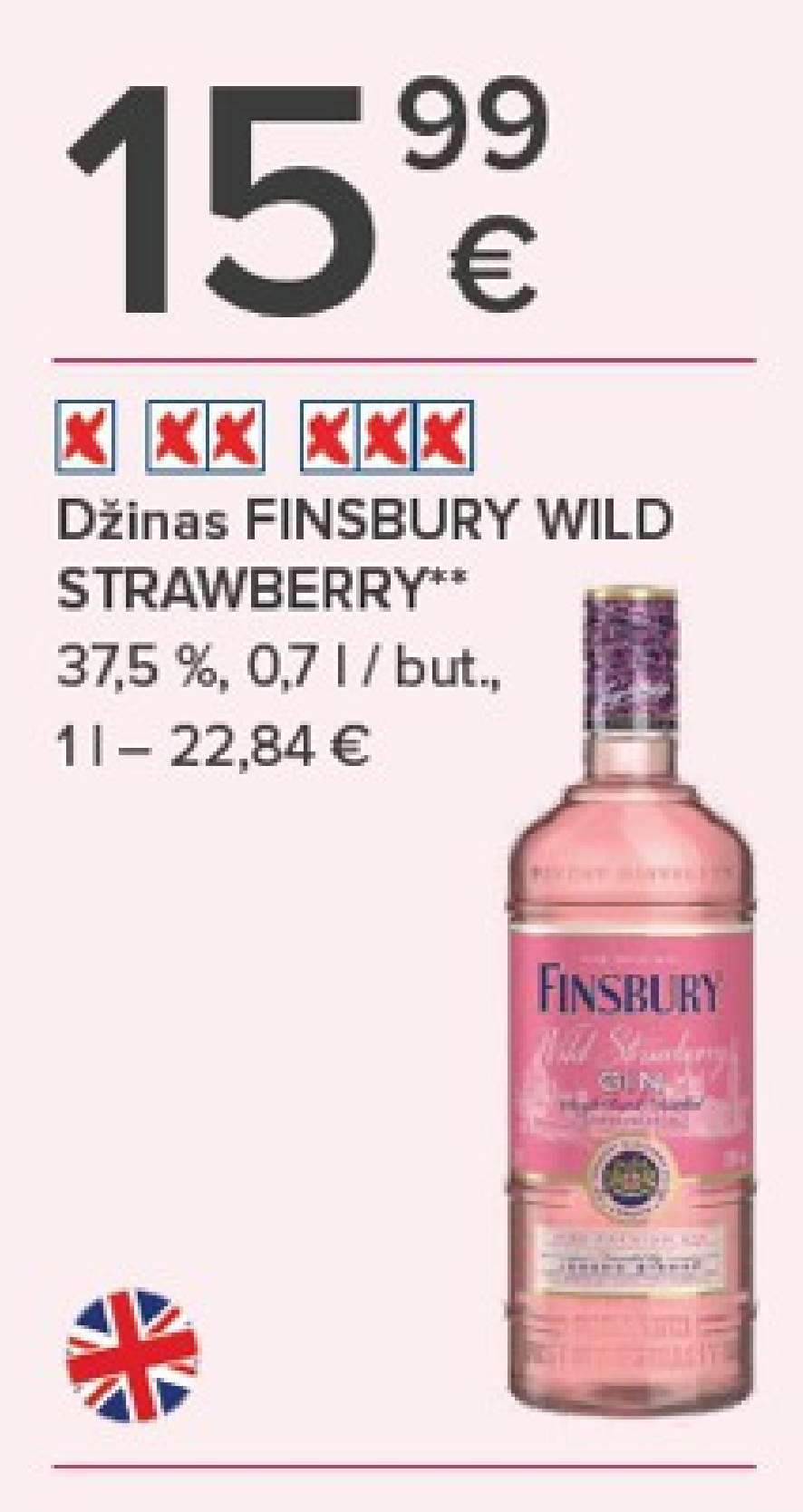 Džinas FINSBURY WILD STRAWBERRY, 0.7 l