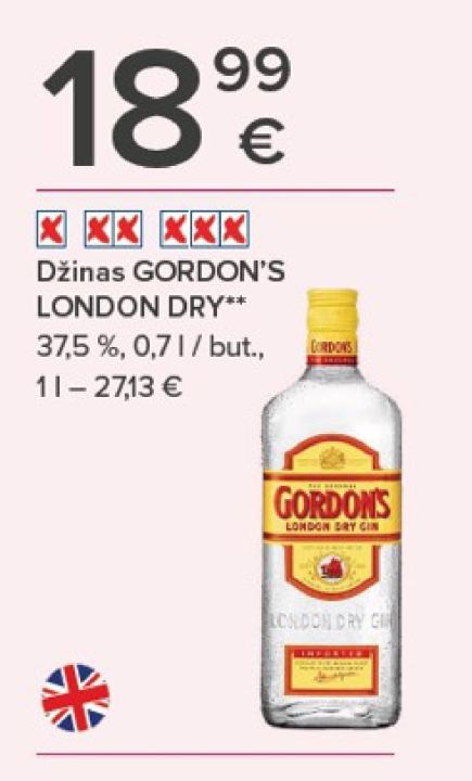 Džinas GORDON'S LONDON DRY, 0.7 l