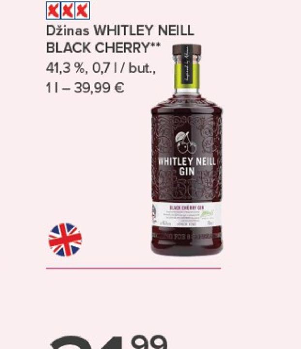 Džinas WHITLEY NEILL BLACK CHERRY, 0.7 l