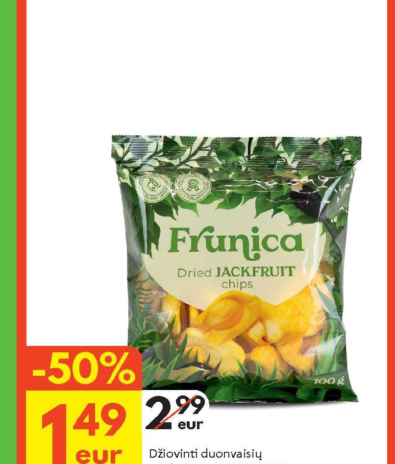 Džiovinti duonvaisiu traškučiai FRUNICA, 100 g