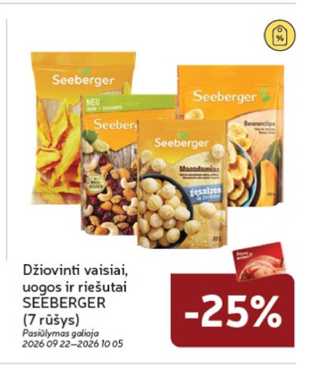 Džiovinti vaisiai, uogos ir riešutai SEEBERGER