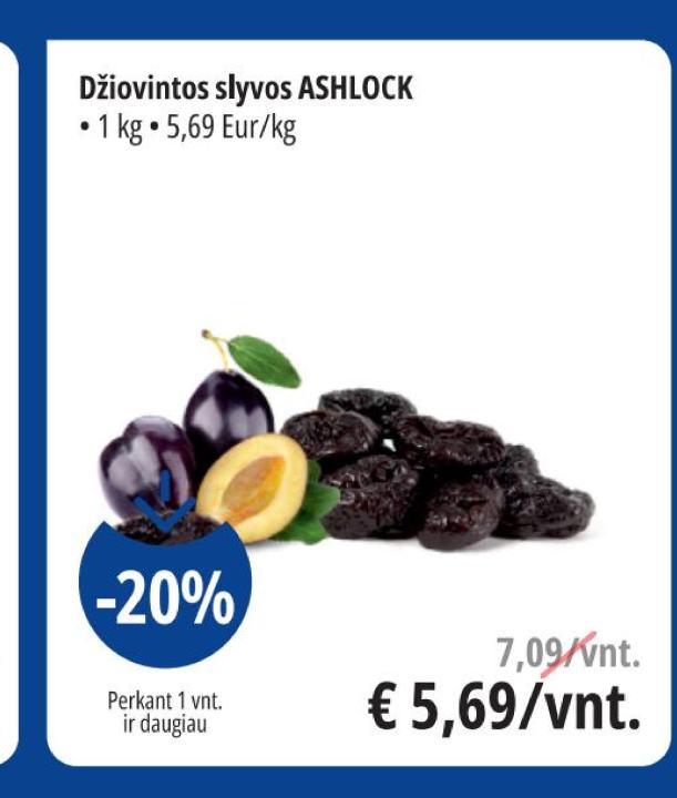 Džiovintos slyvos ASHLOCK, 1 kg