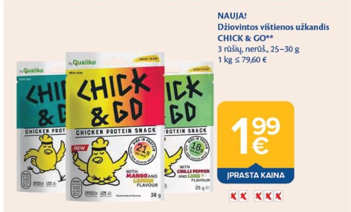 Džiovintos vištienos užkandis CHICK & GO, 30 g