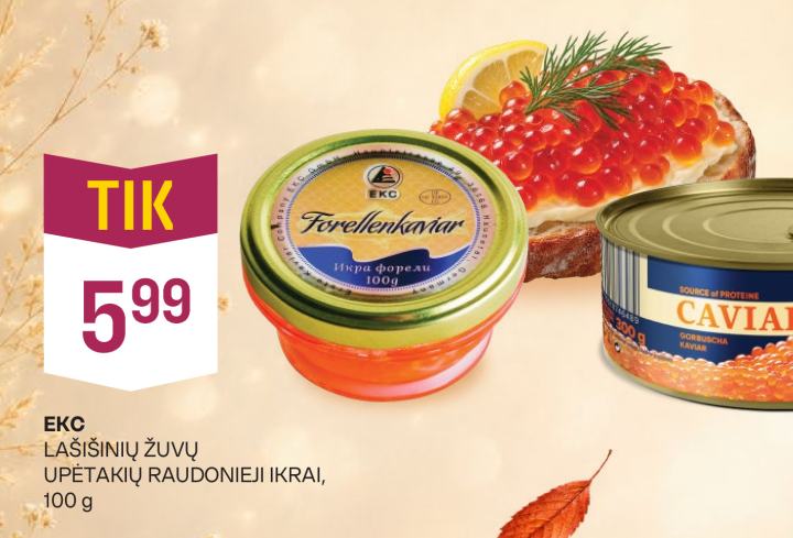 EKC LAŠIŠINIŲ ŽUVŲ UPĖTAKIŲ RAUDONIEJI IKRAI, 100 g