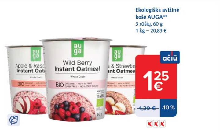 Ekologiška avižinė košė AUGA, 60 g
