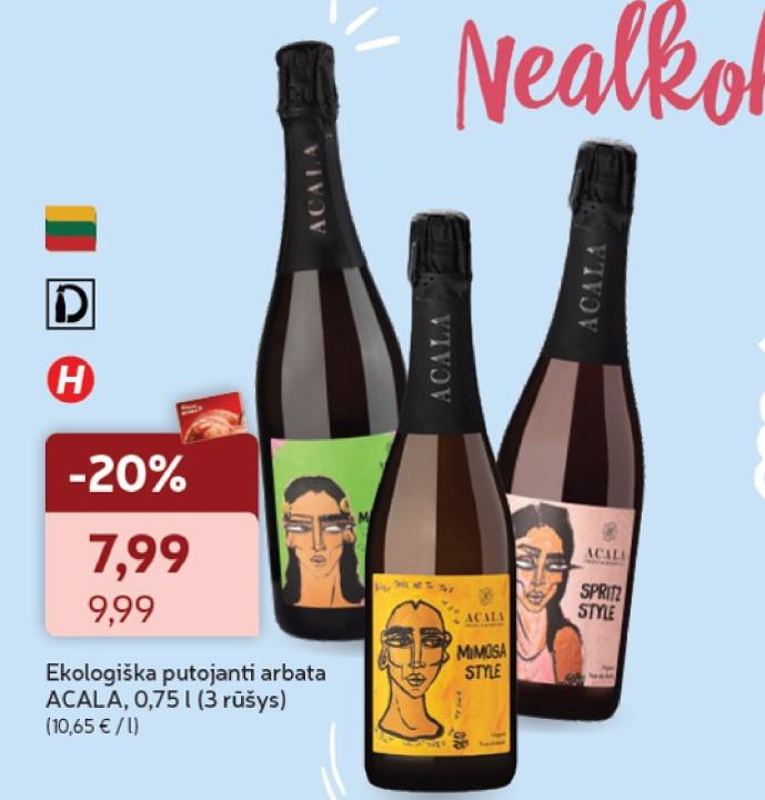 Ekologiška putojanti arbata ACALA, 0.75 l