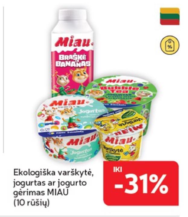 Ekologiška varškytė, jogurtas ar jogurto gėrimas MIAU