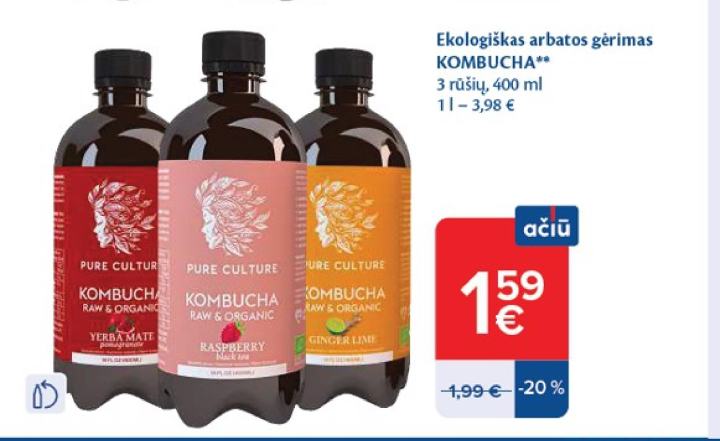 Ekologiškas arbatos gėrimas KOMBUCHA, 400 ml