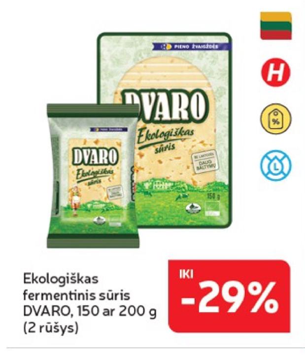 Ekologiškas fermentinis sūris DVARO, 200 g