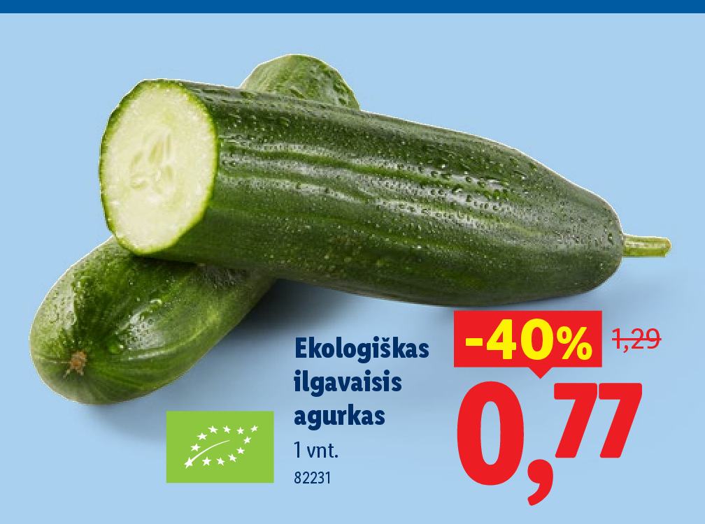 Ekologiškas ilgavaisis agurkas, 1 vnt