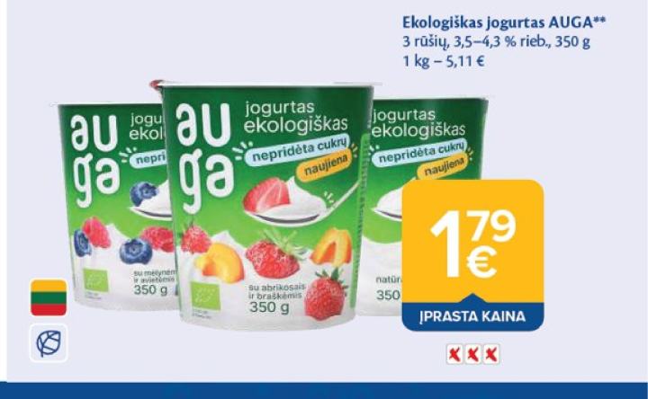 Ekologiškas jogurtas AUGA, 350 g