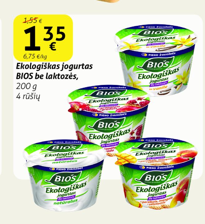 Ekologiškas jogurtas BIOS be laktozės, 200 g