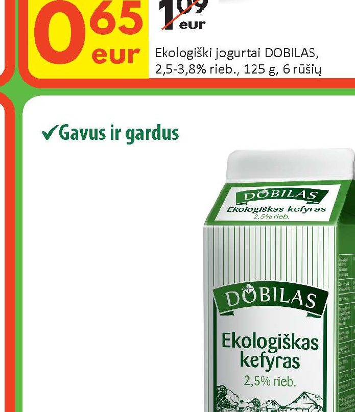 Ekologiškas kefyras DOBILAS, 900 ml