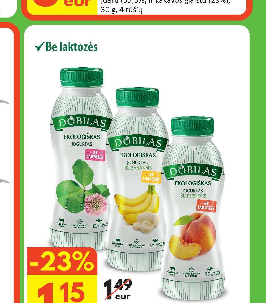 Ekologiški geriami jogurtai DOBILAS, 330 g